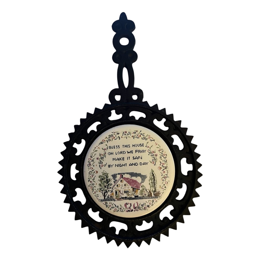 VTG Bless This House Prayer Trivet Cottage Decor‎ Religious Wall Hanging Cottage